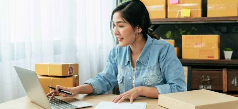 Self employed person on laptop