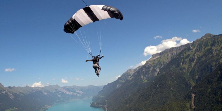 Person skydiving and risking their insurance pay out